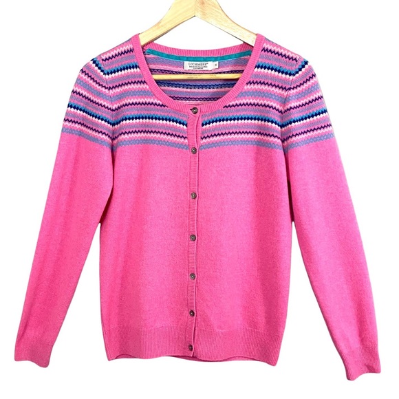 Lochmere | Sweaters | Lochmere Cashmere Cardigan Sweater Size Small Pink  Blue | Poshmark